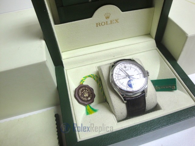 rolex replica cellini moonphase white dial orologio replica cinturino pelle - immagine 4