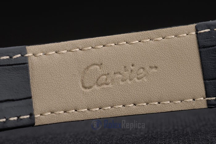 Cartier replica tank americaine rose gold strip leather black orologio imitazione perfetta - immagine 10