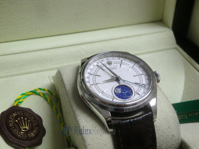 rolex replica cellini moonphase white dial orologio replica cinturino pelle - immagine 5