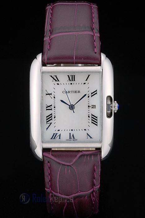 Cartier replica tank americaine acciaio strip leather cherry orologio imitazione perfetta - immagine 2