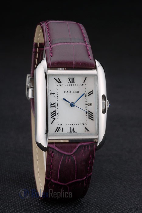Cartier replica tank americaine acciaio strip leather cherry orologio imitazione perfetta - immagine 4