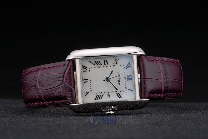 Cartier replica tank americaine acciaio strip leather cherry orologio imitazione perfetta - immagine 5