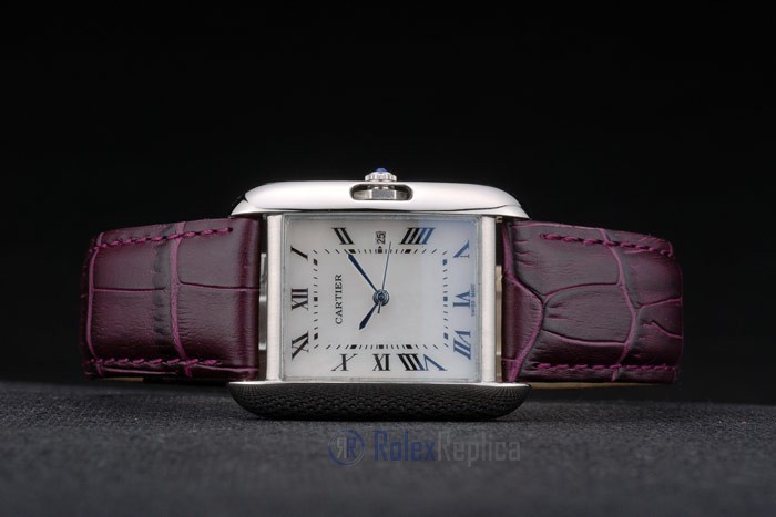 Cartier replica tank americaine acciaio strip leather cherry orologio imitazione perfetta - immagine 6