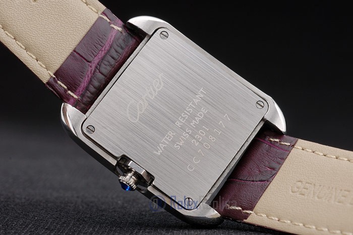 Cartier replica tank americaine acciaio strip leather cherry orologio imitazione perfetta - immagine 10