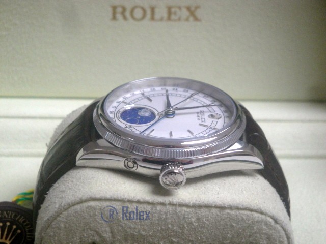 rolex replica cellini moonphase white dial orologio replica cinturino pelle - immagine 12