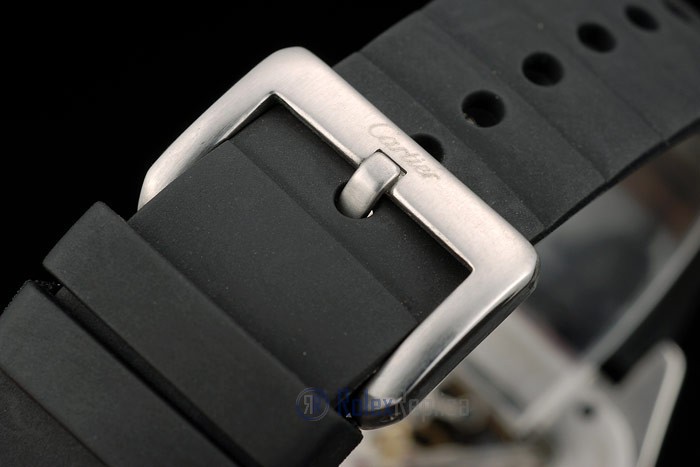 Cartier replica santos skeletron acciaio strip leather orologio imitazione perfetta - immagine 7