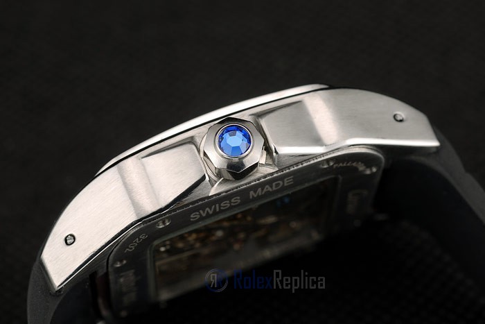 Cartier replica santos skeletron acciaio strip leather orologio imitazione perfetta - immagine 9