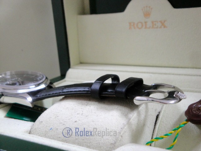 rolex replica cellini date black dial orologio replica cinturino pelle - immagine 7