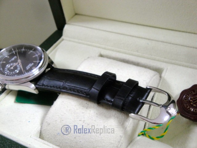 rolex replica cellini date black dial orologio replica cinturino pelle - immagine 8