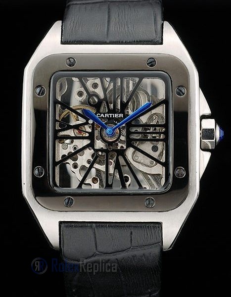 Cartier replica santos skeletron ceramichon strip leather orologio imitazione perfetta