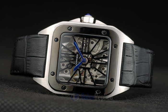 Cartier replica santos skeletron ceramichon strip leather orologio imitazione perfetta - immagine 8