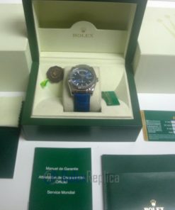 rolex replica daydate white gold blue strip leather orologio replica copia imitazione