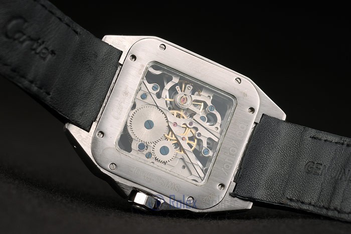 Cartier replica santos skeletron ceramichon strip leather orologio imitazione perfetta - immagine 11