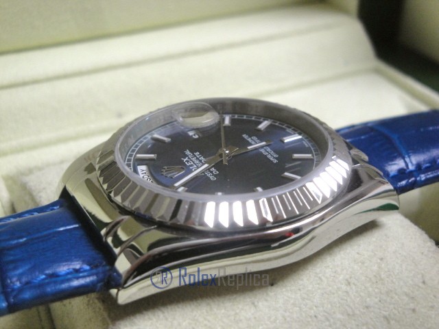 rolex replica daydate white gold blue strip leather orologio replica copia imitazione - immagine 8