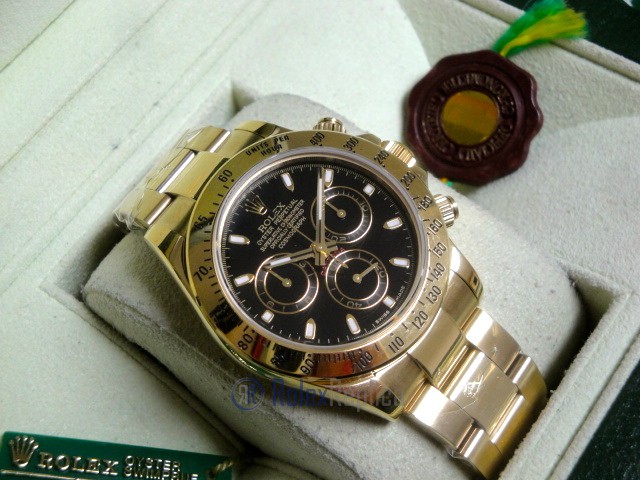 Rolex replica Daytona Yellow Gold 116528 Black Baton Dial orologio copia - immagine 6