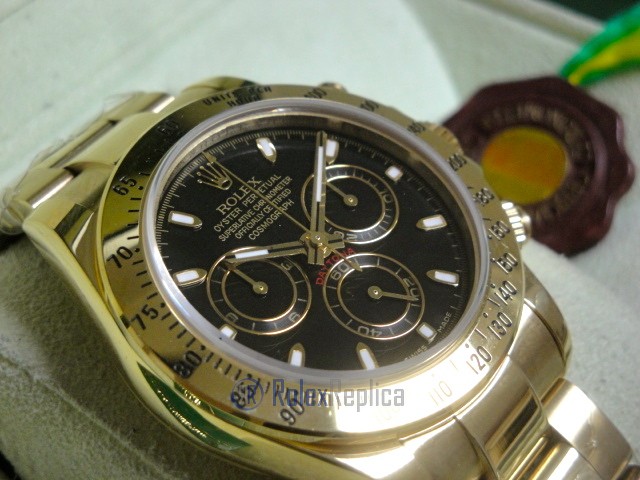 Rolex replica Daytona Yellow Gold 116528 Black Baton Dial orologio copia - immagine 7