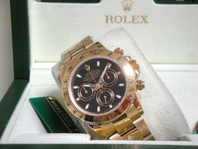 Rolex replica Daytona Yellow Gold 116528 Black Baton Dial orologio copia - immagine 8
