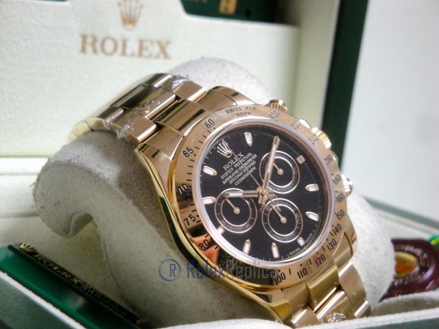 Rolex replica Daytona Yellow Gold 116528 Black Baton Dial orologio copia - immagine 9