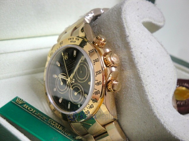 Rolex replica Daytona Yellow Gold 116528 Black Baton Dial orologio copia - immagine 10