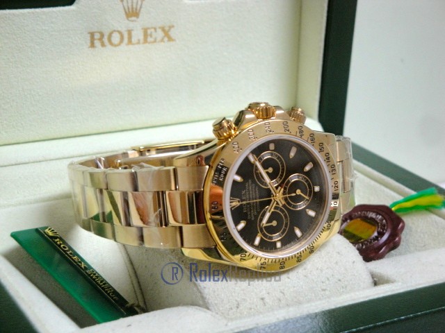Rolex replica Daytona Yellow Gold 116528 Black Baton Dial orologio copia - immagine 12