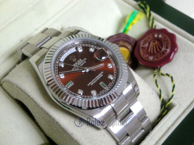 rolex replica daydate ll acciaio cherry dial oyster orologio replica copia imitazione - immagine 6