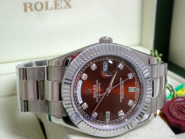 rolex replica daydate ll acciaio cherry dial oyster orologio replica copia imitazione - immagine 8