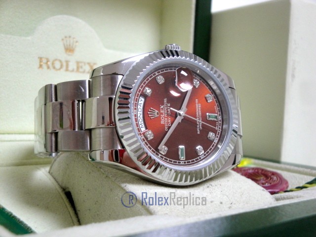 rolex replica daydate ll acciaio cherry dial oyster orologio replica copia imitazione - immagine 10