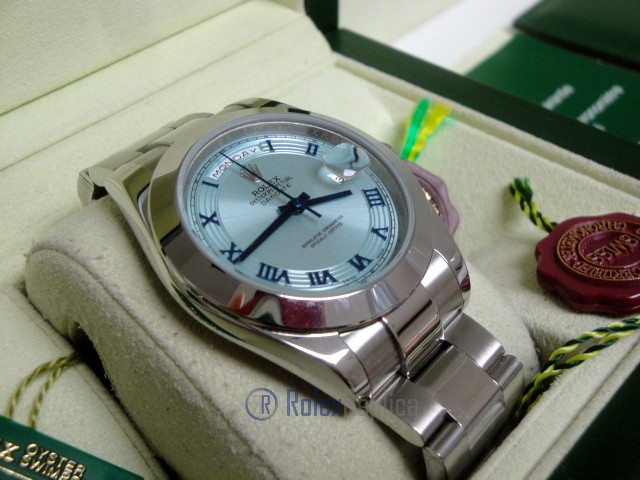 rolex replica daydate ll acciaio sky dial oyster orologio replica copia imitazione - immagine 4