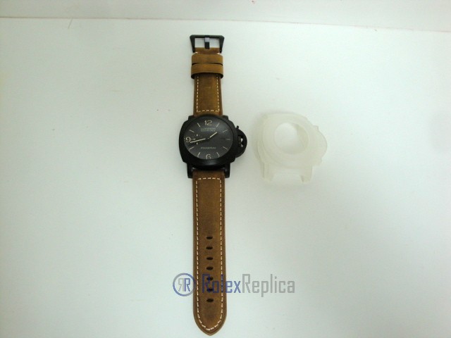 Panerai replica radiomir black seal pro-hunter pvd skeletron strip leather imitazione copia - immagine 2