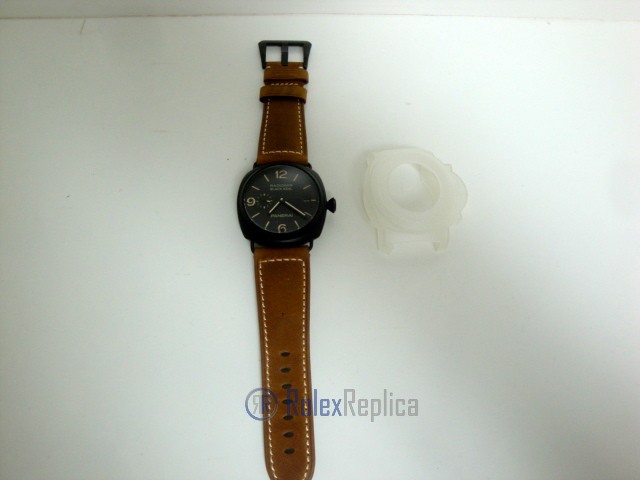 Panerai replica radiomir black seal pro-hunter pvd skeletron strip leather imitazione copia - immagine 3