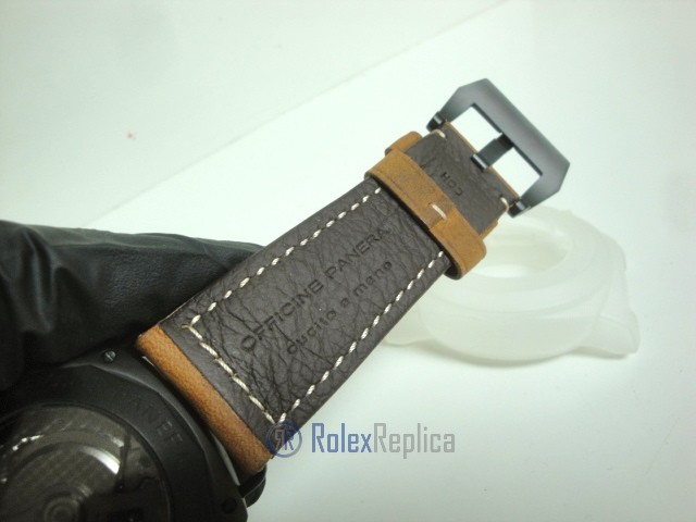 Panerai replica radiomir black seal pro-hunter pvd skeletron strip leather imitazione copia - immagine 9