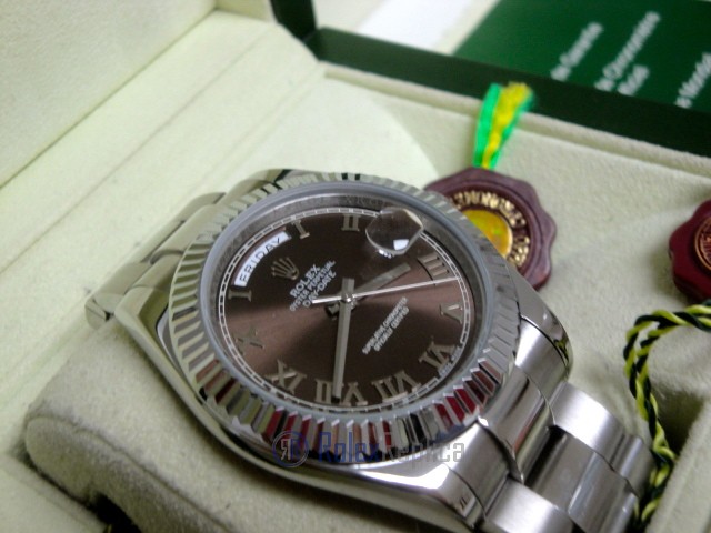 rolex replica daydate ll acciaio brown dial oyster orologio replica copia imitazione - immagine 5