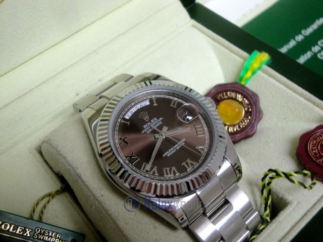 rolex replica daydate ll acciaio brown dial oyster orologio replica copia imitazione - immagine 6
