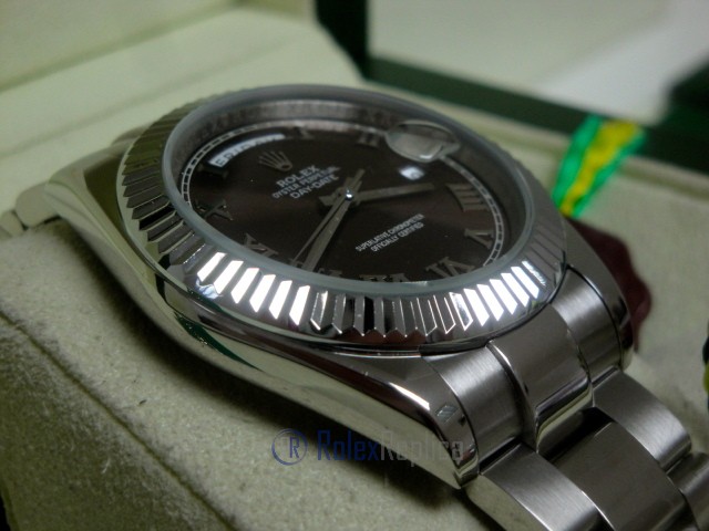 rolex replica daydate ll acciaio brown dial oyster orologio replica copia imitazione - immagine 7