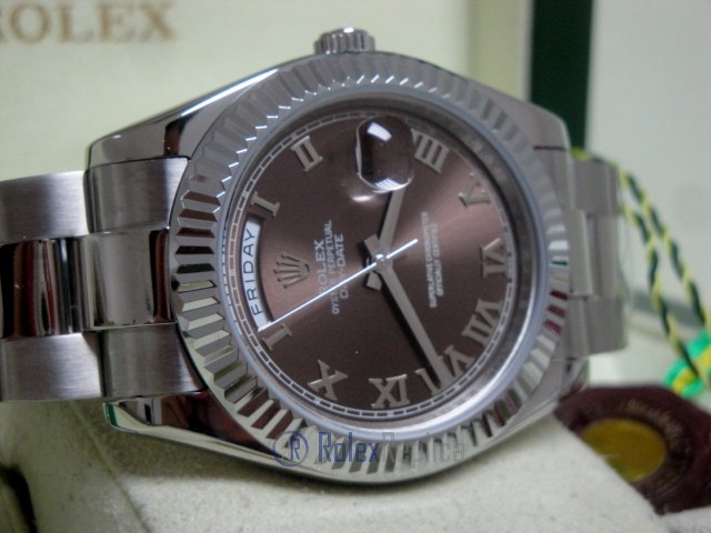 rolex replica daydate ll acciaio brown dial oyster orologio replica copia imitazione - immagine 8