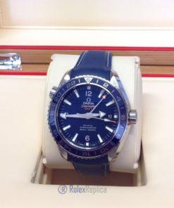 Omega replica seamaster planet ocean 43.5mm blue strip leather imitazione copia