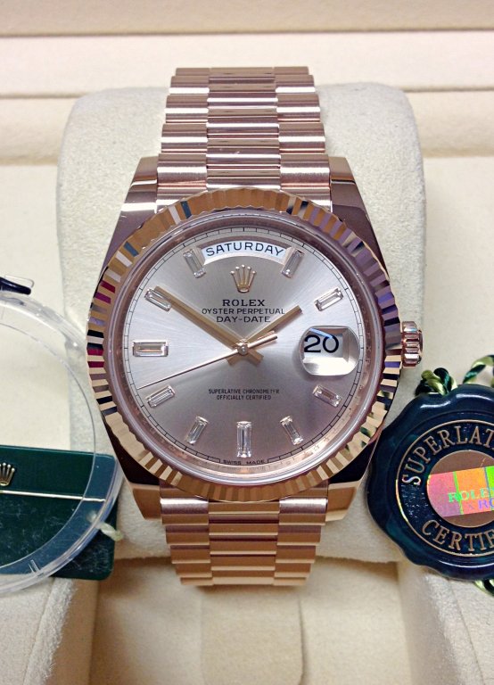 rolex replica daydate ll rose gold argentèè dial orologio replica copia imitazione