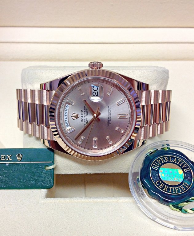 rolex replica daydate ll rose gold argentèè dial orologio replica copia imitazione - immagine 5