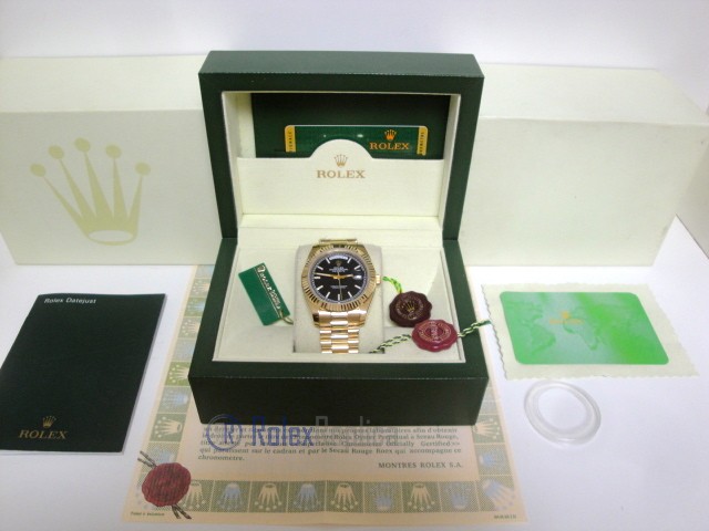 rolex replica daydate ll oro giallo black dial president orologio replica copia imitazione - immagine 2