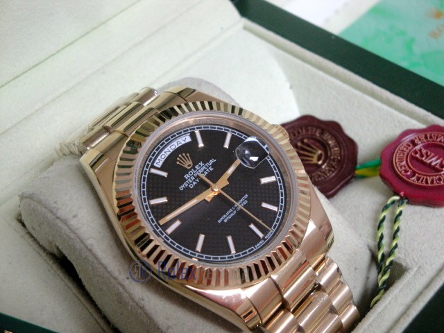 rolex replica daydate ll oro giallo black dial president orologio replica copia imitazione - immagine 6