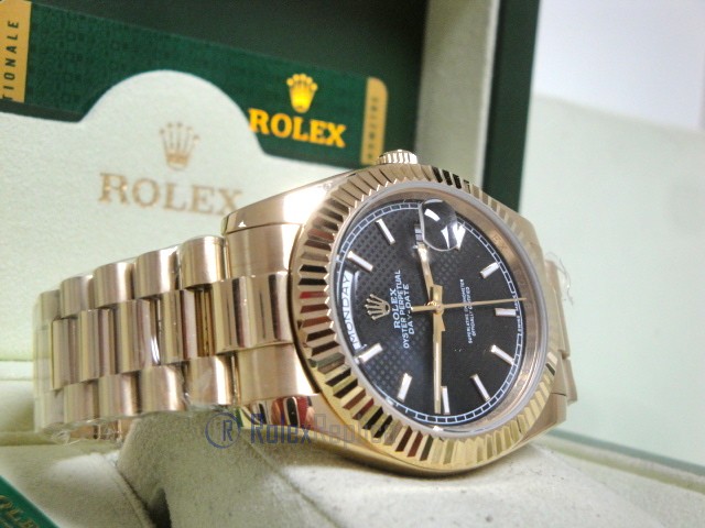 rolex replica daydate ll oro giallo black dial president orologio replica copia imitazione - immagine 8