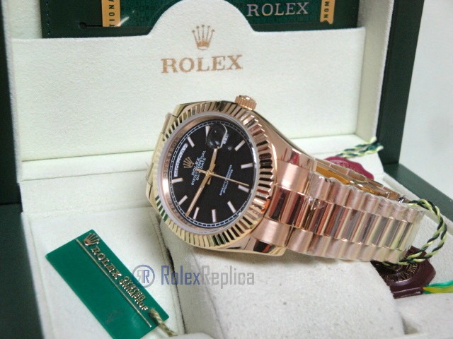 rolex replica daydate ll oro giallo black dial president orologio replica copia imitazione - immagine 9