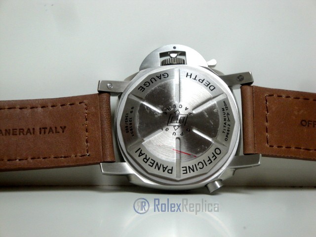 Panerai replica luminor marina submersible depth gauge acciaio strip leather imitazione copia - immagine 6