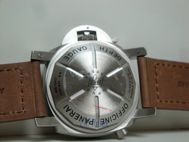 Panerai replica luminor marina submersible depth gauge acciaio strip leather imitazione copia - immagine 9