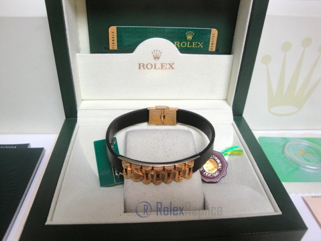 Rolex replica gioielli bracciale jubilèè-style oro giallo-pelle black - immagine 3