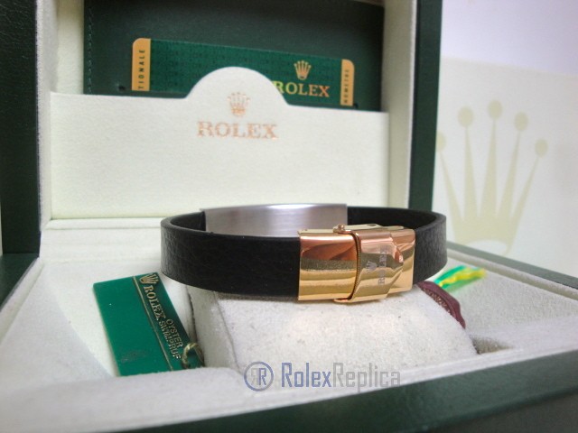 Rolex replica gioielli bracciale jubilèè-style oro giallo-pelle black - immagine 5