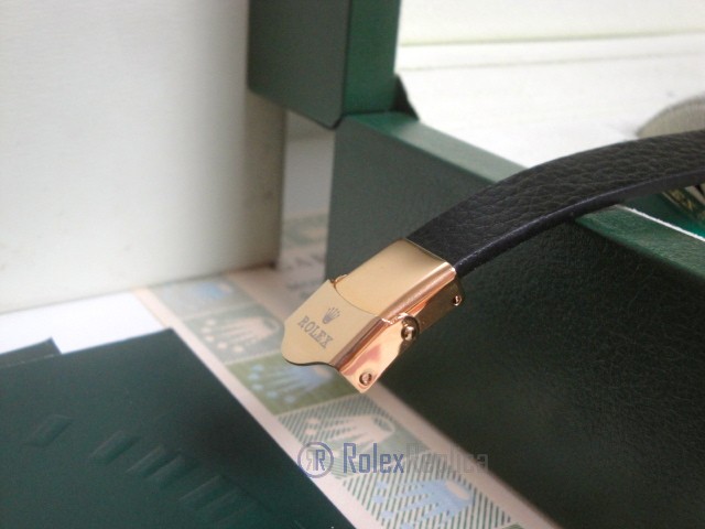 Rolex replica gioielli bracciale jubilèè-style oro giallo-pelle black - immagine 6