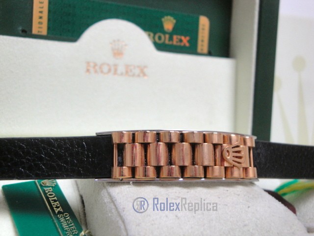 Rolex replica gioielli bracciale jubilèè-style oro giallo-pelle black - immagine 7