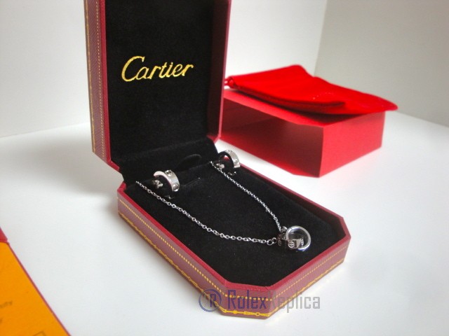 Cartier replica gioiello collier completo di orecchini love white gold - immagine 4