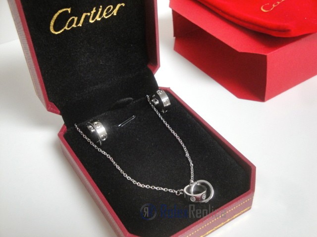 Cartier replica gioiello collier completo di orecchini love white gold - immagine 5
